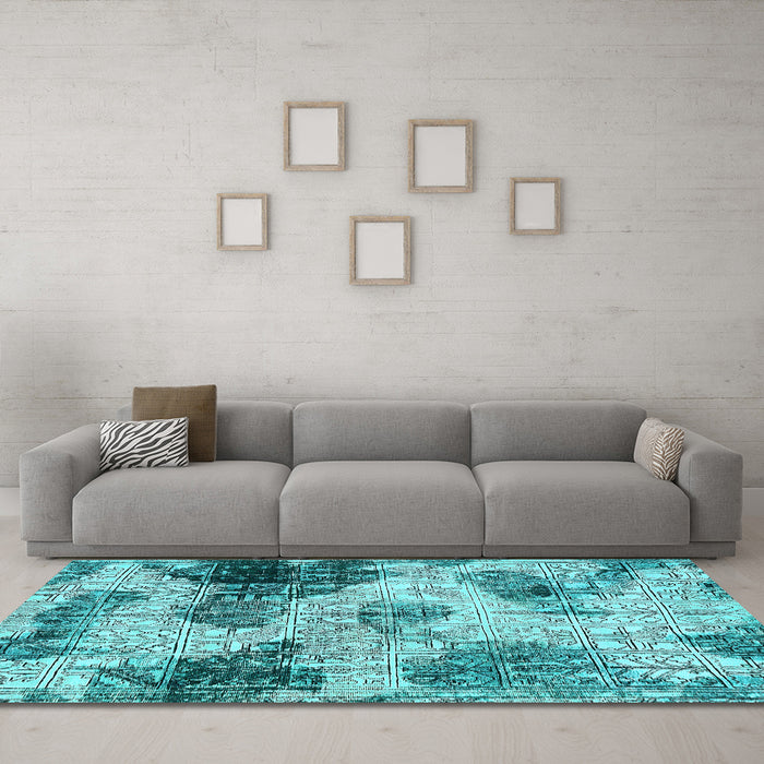 Machine Washable Abstract Light Blue Modern Rug in a Living Room, wshabs573lblu