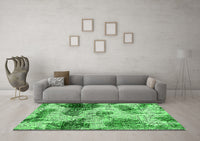 Machine Washable Abstract Green Modern Rug, wshabs573grn