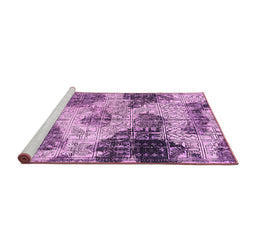 Sideview of Machine Washable Abstract Pink Modern Rug, wshabs573pnk