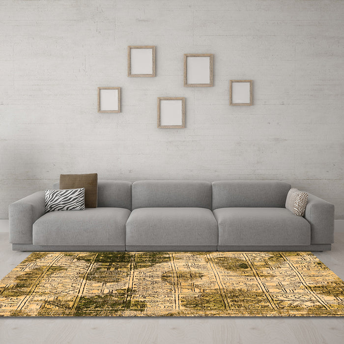 Machine Washable Abstract Orange Modern Area Rugs in a Living Room, wshabs573org