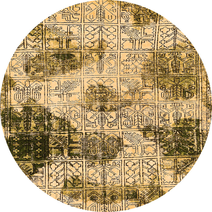 Round Abstract Orange Modern Rug, abs573org