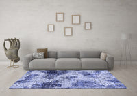 Machine Washable Abstract Blue Modern Rug, wshabs573blu