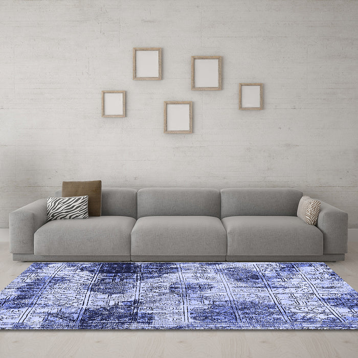 Machine Washable Abstract Blue Modern Rug in a Living Room, wshabs573blu