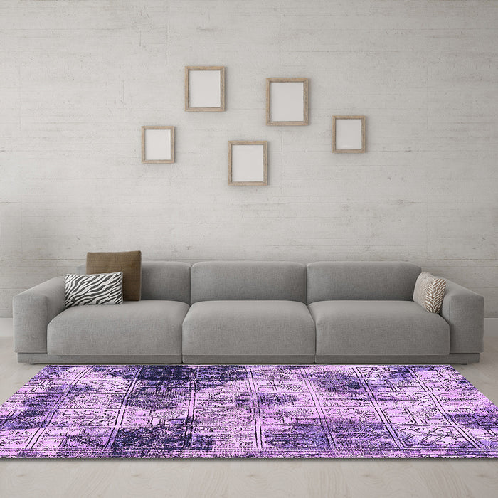 Machine Washable Abstract Purple Modern Area Rugs in a Living Room, wshabs573pur