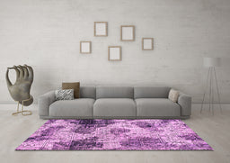 Machine Washable Abstract Pink Modern Rug in a Living Room, wshabs573pnk
