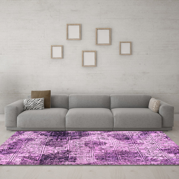 Machine Washable Abstract Pink Modern Rug in a Living Room, wshabs573pnk
