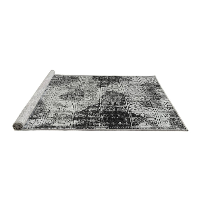 Sideview of Machine Washable Abstract Gray Modern Rug, wshabs573gry