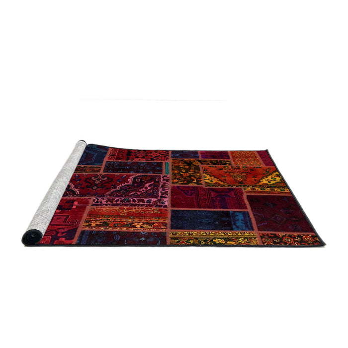Sideview of Machine Washable Abstract Vermilion Red Rug, wshabs574