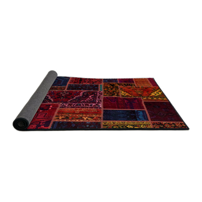 Sideview of Abstract Red Patchwork Rug, abs574