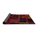 Sideview of Abstract Red Patchwork Rug, abs574