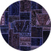 Round Patchwork Blue Transitional Rug, abs574blu