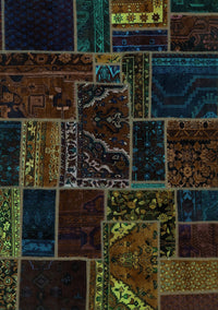 Patchwork Turquoise Transitional Rug, abs574turq