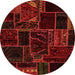 Round Machine Washable Patchwork Orange Transitional Area Rugs, wshabs574org