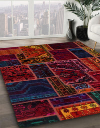 Abstract Red Patchwork Rug, abs574