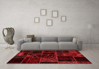 Machine Washable Patchwork Red Transitional Rug, wshabs574red