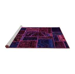 Sideview of Machine Washable Patchwork Purple Transitional Area Rugs, wshabs574pur