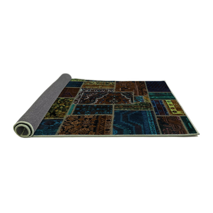 Sideview of Patchwork Turquoise Transitional Rug, abs574turq