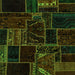 Square Patchwork Green Transitional Rug, abs574grn