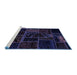 Sideview of Machine Washable Patchwork Blue Transitional Rug, wshabs574blu