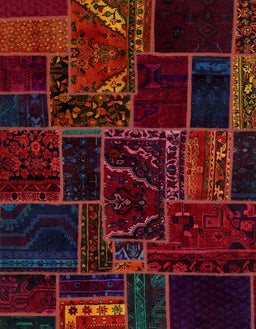 Abstract Red Patchwork Rug, abs574