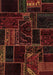 Machine Washable Patchwork Brown Transitional Rug, wshabs574brn