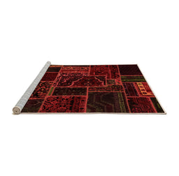 Sideview of Machine Washable Patchwork Orange Transitional Area Rugs, wshabs574org