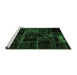 Sideview of Machine Washable Patchwork Emerald Green Transitional Area Rugs, wshabs574emgrn