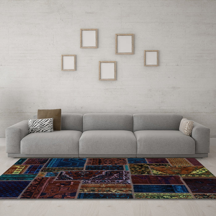 Machine Washable Patchwork Light Blue Transitional Rug in a Living Room, wshabs574lblu