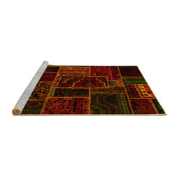 Sideview of Machine Washable Patchwork Yellow Transitional Rug, wshabs574yw