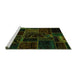 Sideview of Machine Washable Patchwork Green Transitional Area Rugs, wshabs574grn