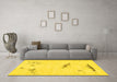 Machine Washable Abstract Yellow Modern Rug in a Living Room, wshabs575yw