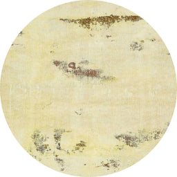 Round Machine Washable Abstract Sun Yellow Rug, wshabs575