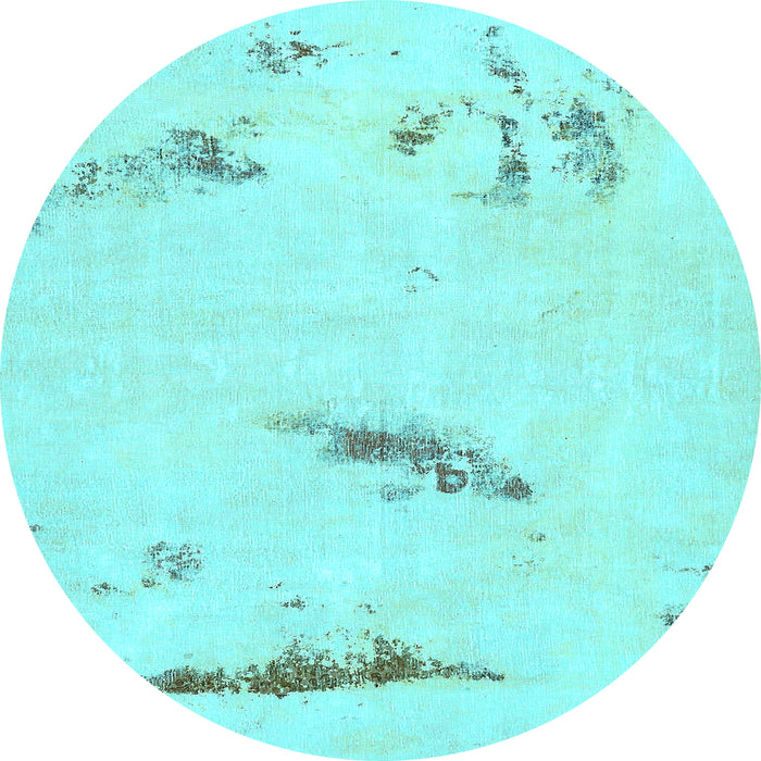 Round Abstract Light Blue Modern Rug, abs575lblu