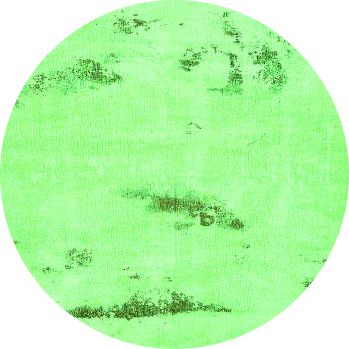 Round Machine Washable Abstract Green Modern Area Rugs, wshabs575grn