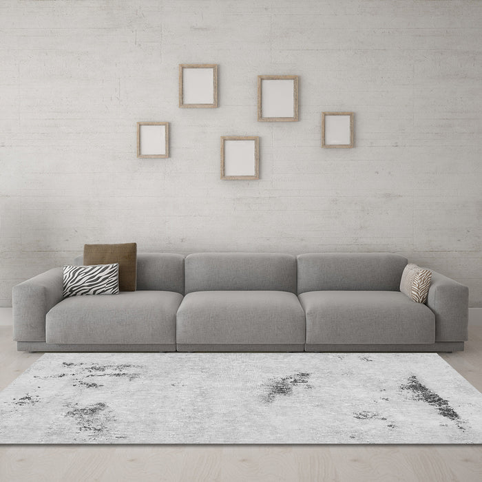 Machine Washable Abstract Gray Modern Rug in a Living Room,, wshabs575gry