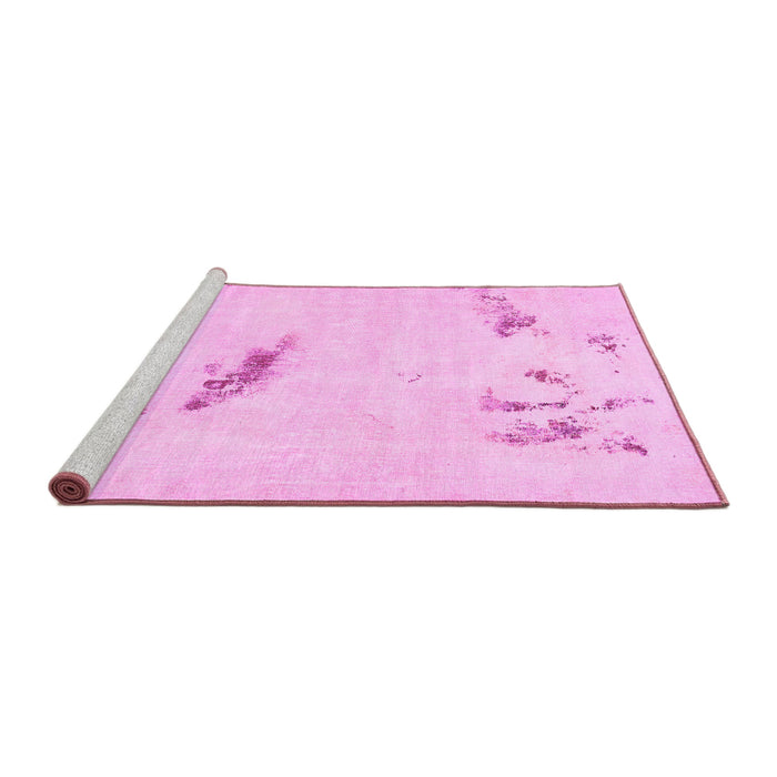 Sideview of Machine Washable Abstract Pink Modern Rug, wshabs575pnk