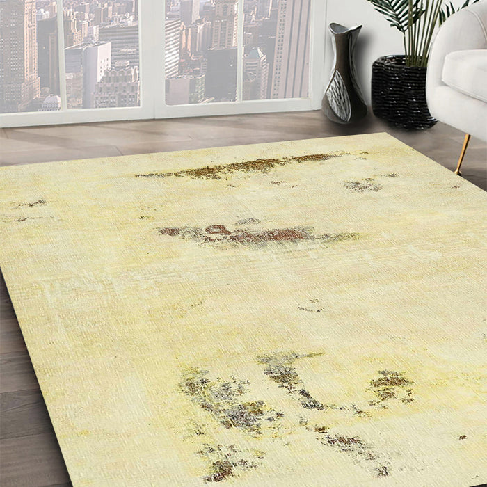 Abstract Sun Yellow Modern Rug in Family Room, abs575