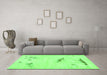 Machine Washable Abstract Green Modern Area Rugs in a Living Room,, wshabs575grn