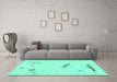 Machine Washable Abstract Turquoise Modern Area Rugs in a Living Room,, wshabs575turq