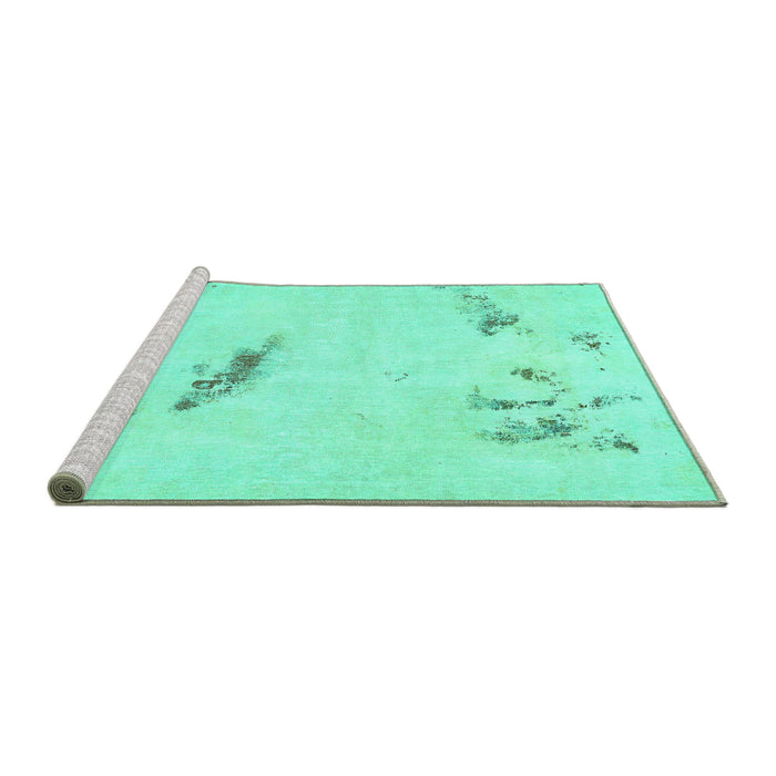 Sideview of Machine Washable Abstract Turquoise Modern Area Rugs, wshabs575turq
