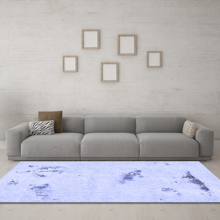 Machine Washable Abstract Blue Modern Rug in a Living Room, wshabs575blu