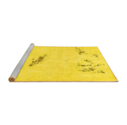 Sideview of Machine Washable Abstract Yellow Modern Rug, wshabs575yw