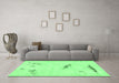 Machine Washable Abstract Emerald Green Modern Area Rugs in a Living Room,, wshabs575emgrn