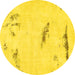 Round Abstract Yellow Modern Rug, abs575yw