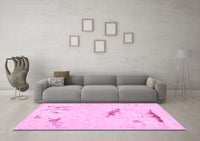 Machine Washable Abstract Pink Modern Rug, wshabs575pnk