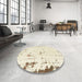 Round Machine Washable Abstract Vanilla Gold Rug in a Office, wshabs576