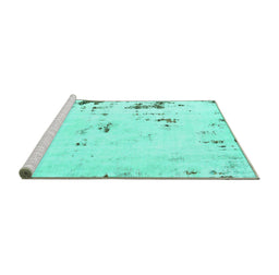 Sideview of Machine Washable Abstract Turquoise Modern Area Rugs, wshabs576turq
