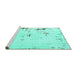 Sideview of Machine Washable Abstract Turquoise Modern Area Rugs, wshabs576turq