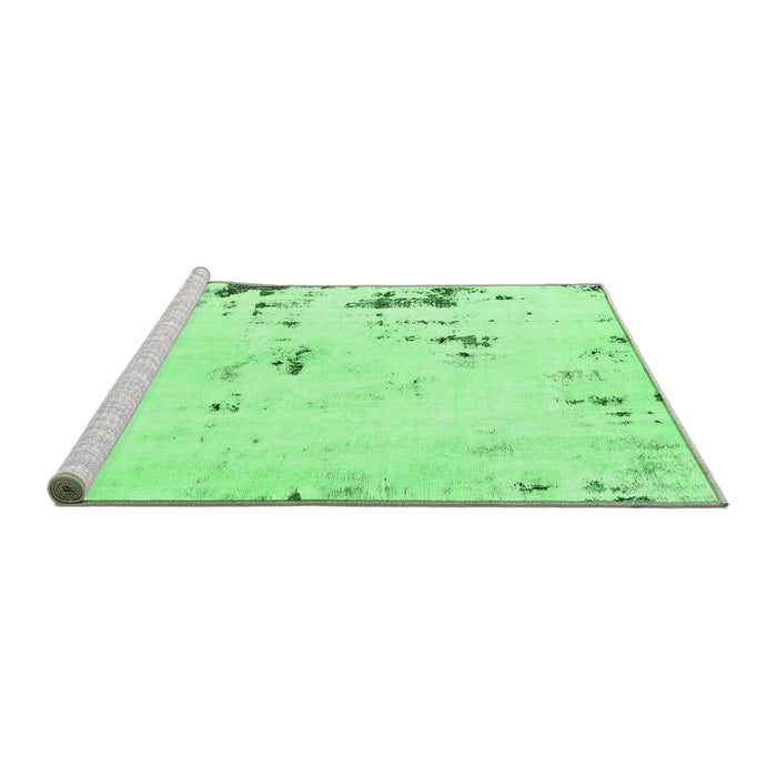 Sideview of Machine Washable Abstract Emerald Green Modern Area Rugs, wshabs576emgrn