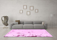 Machine Washable Abstract Pink Modern Rug, wshabs576pnk